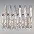Circa 1890 British antique white mother-of-pearl handles, pure silver decoration, dessert cutlery, 6 pairs, Allen & Darwin